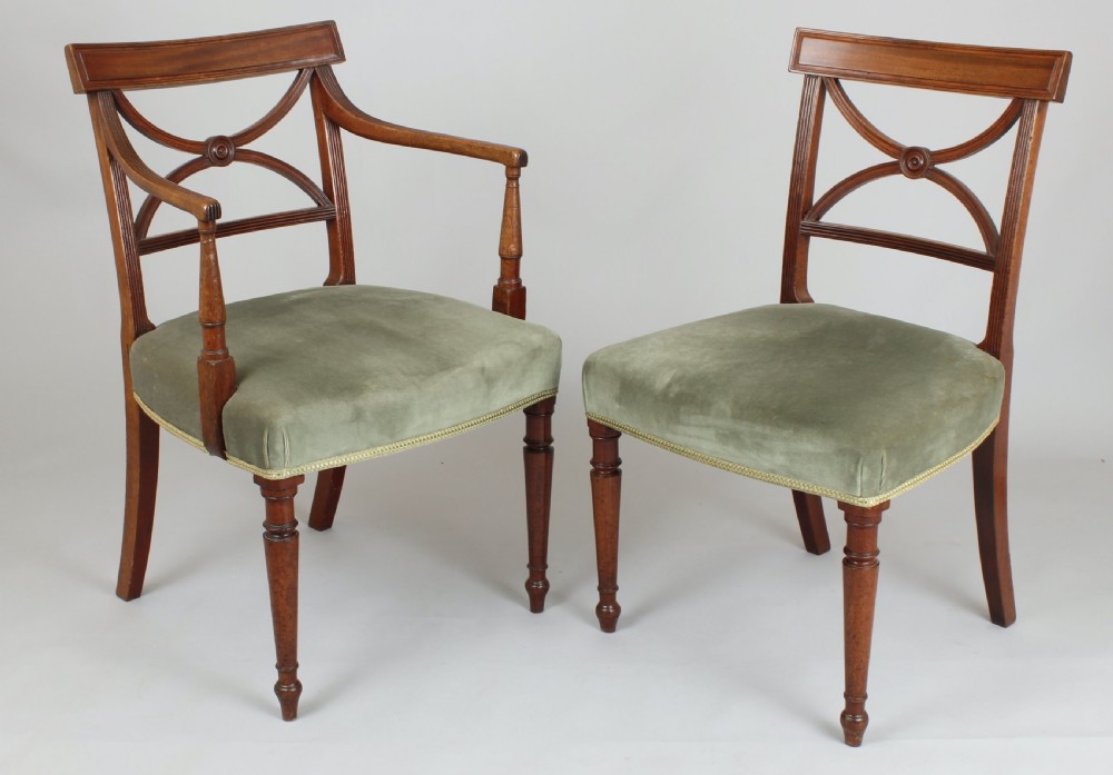 Set of eight George III period mahogany dining-chairs