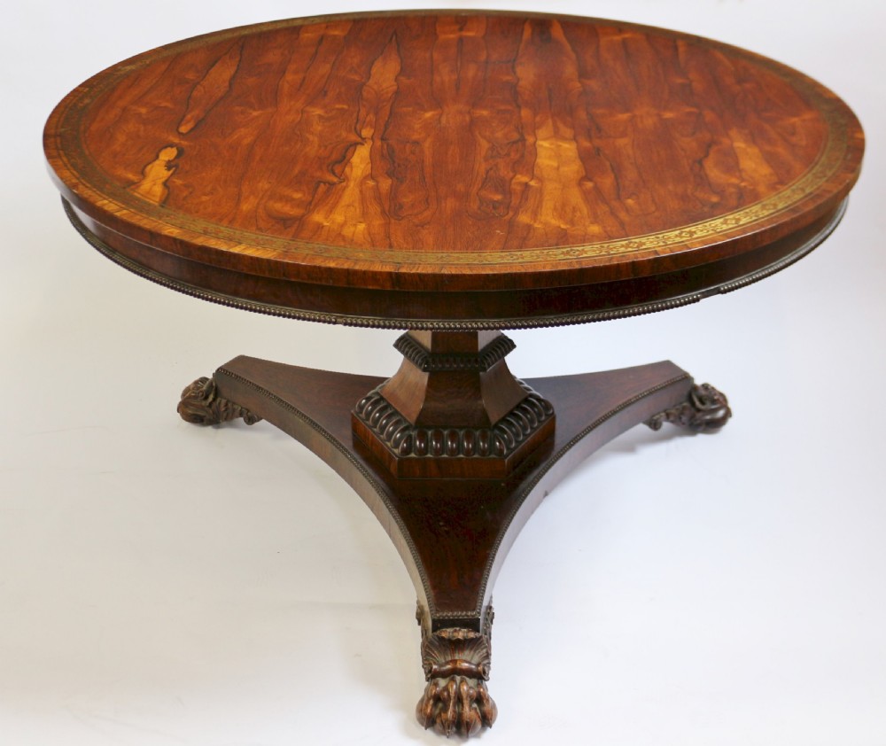 Fine and classic Regency rosewood pedestal table in the manner of Gillows of Lancaster