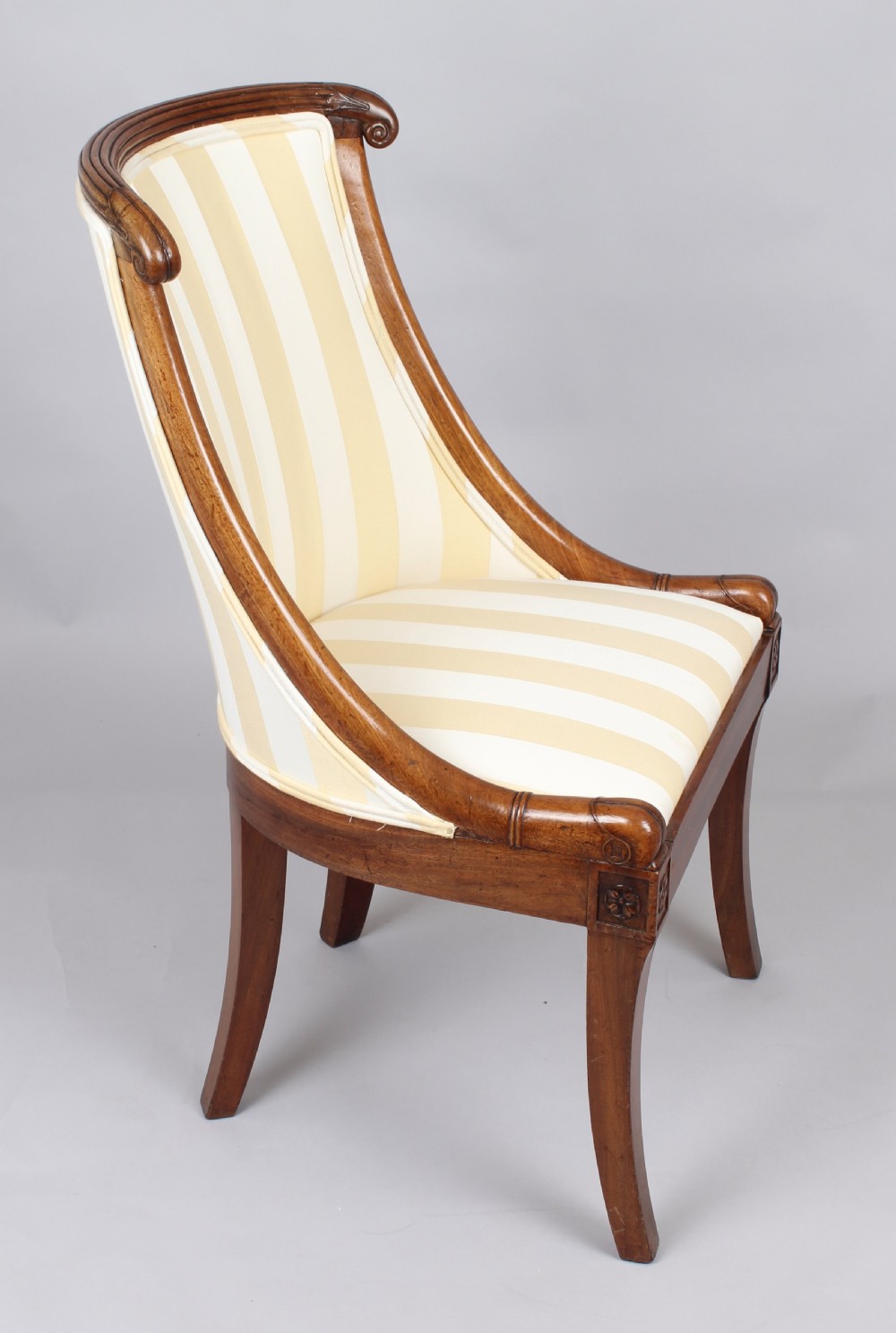 Pair of early nineteenth century French mahogany small bergeres View II