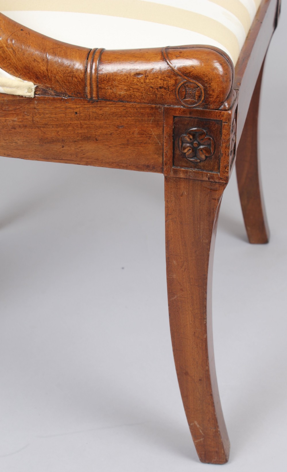Pair of early nineteenth century French mahogany small bergeres View III