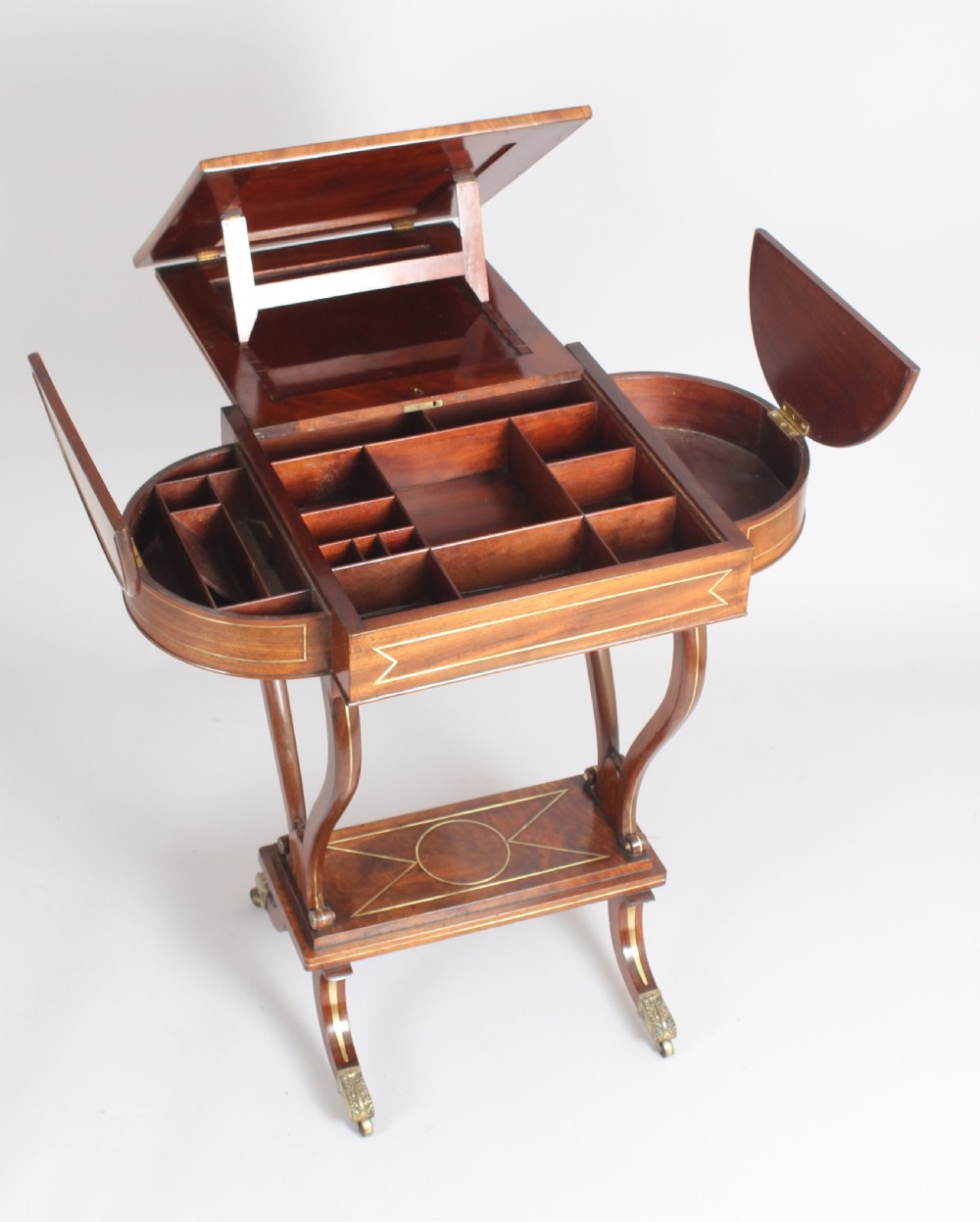 Regency mahogany and brass inlaid work-table View IV