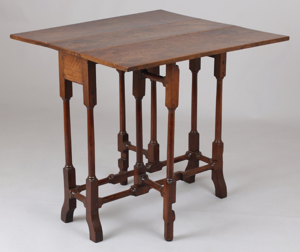 George II period walnut drop-leaf table of unusually small size