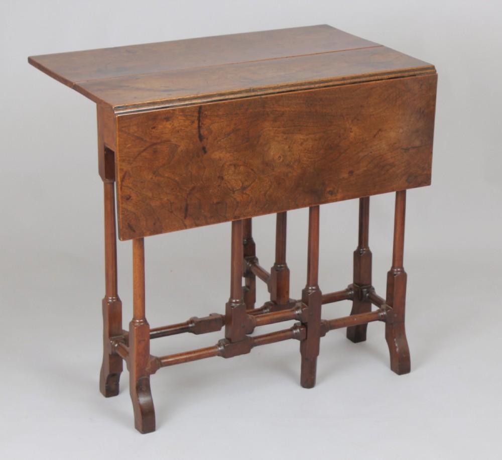 George II period walnut drop-leaf table of unusually small size View III