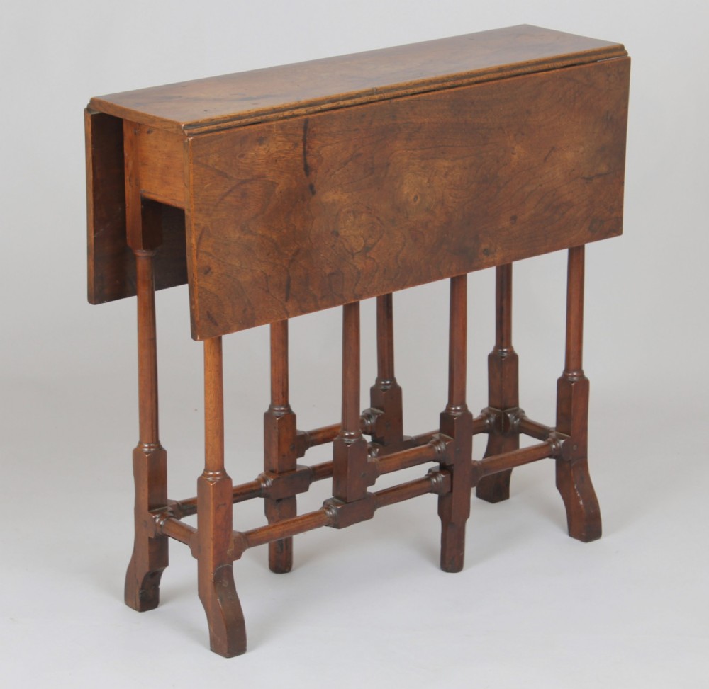 George II period walnut drop-leaf table of unusually small size View IV