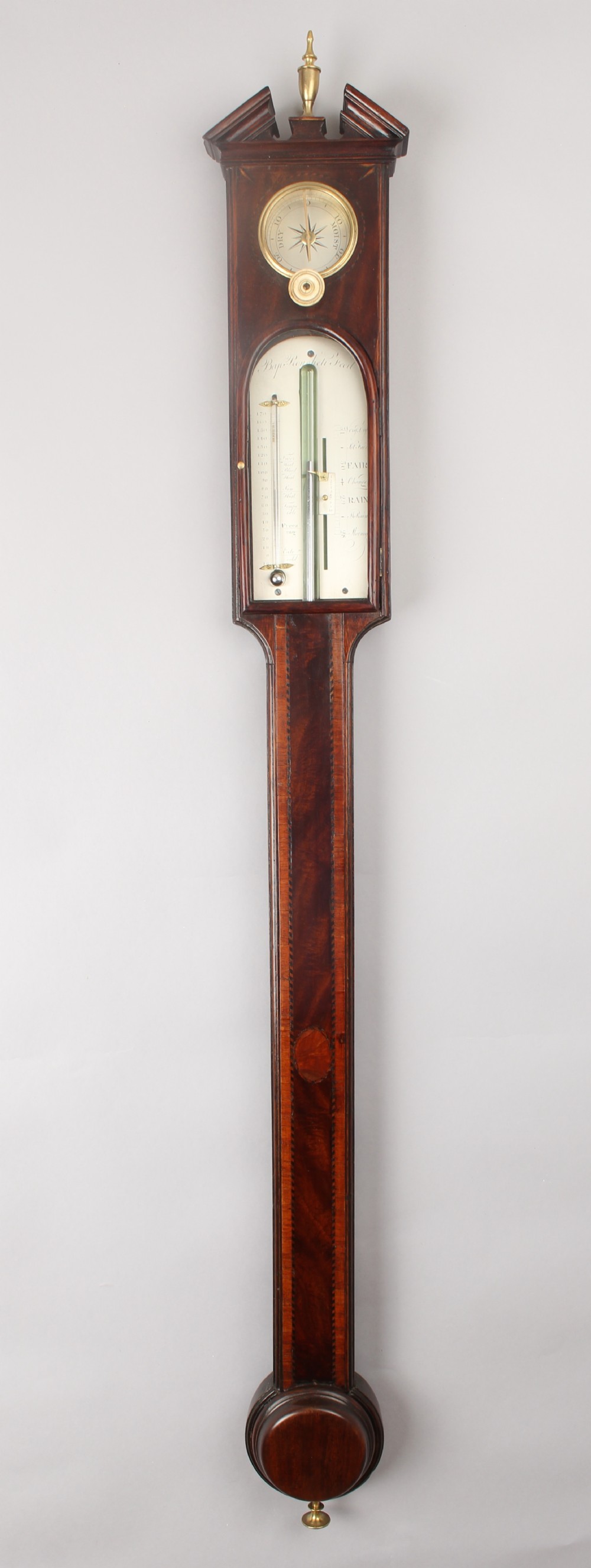A George III period mahogany stick barometer by Baptista Ronchetti of London
