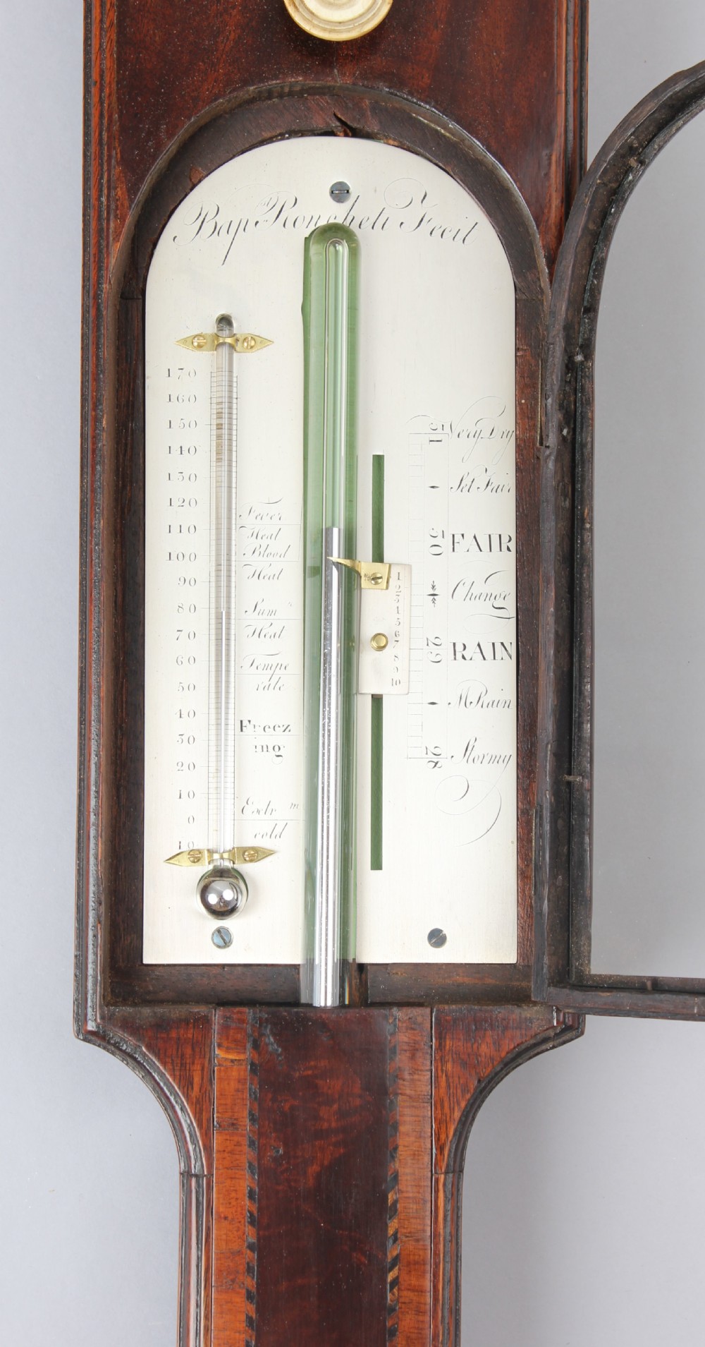 A George III period mahogany stick barometer by Baptista Ronchetti of London View IV
