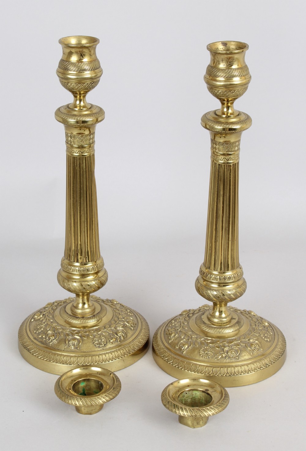 Pair of French brass candlesticks