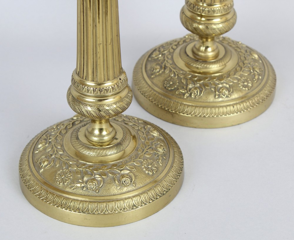 Pair of French brass candlesticks View III