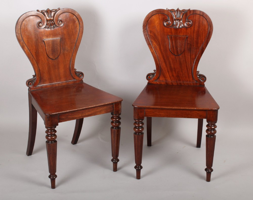 Pair of William IV period mahogany hall-chairs  View IV