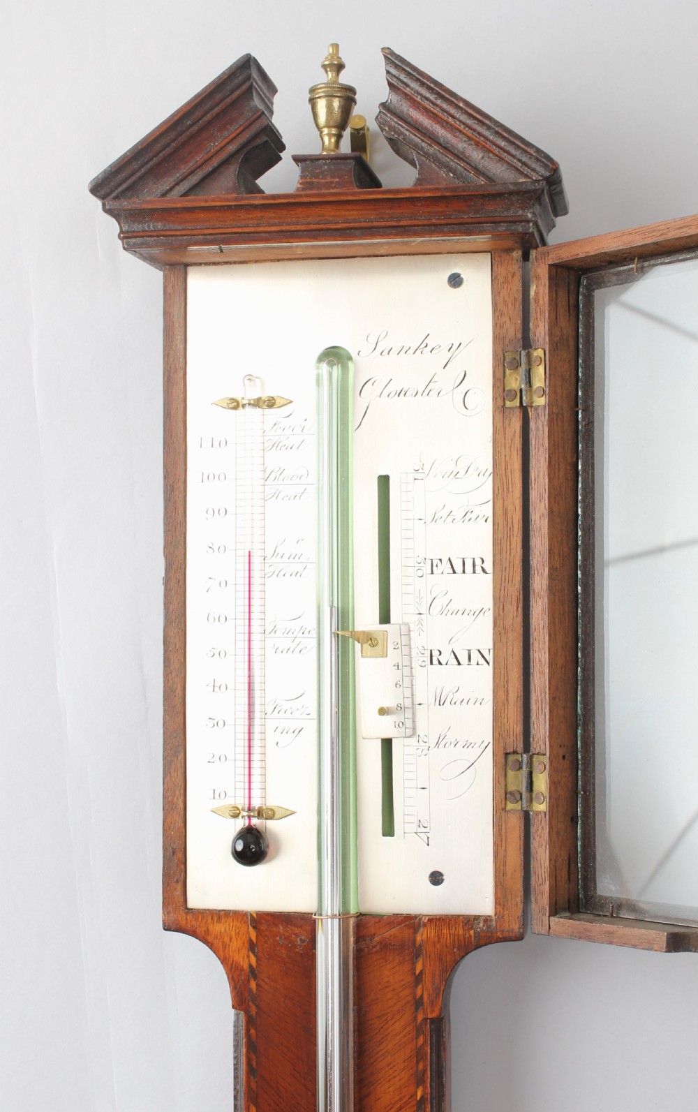 Fine George III period mahogany stick barometer by Sankey View II