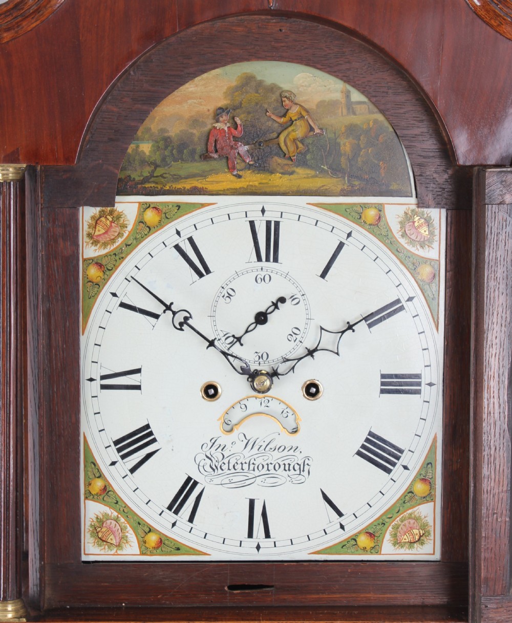 Early nineteenth century golden-oak and mahogany long-case clock by John Wilson of Peterborough View IV