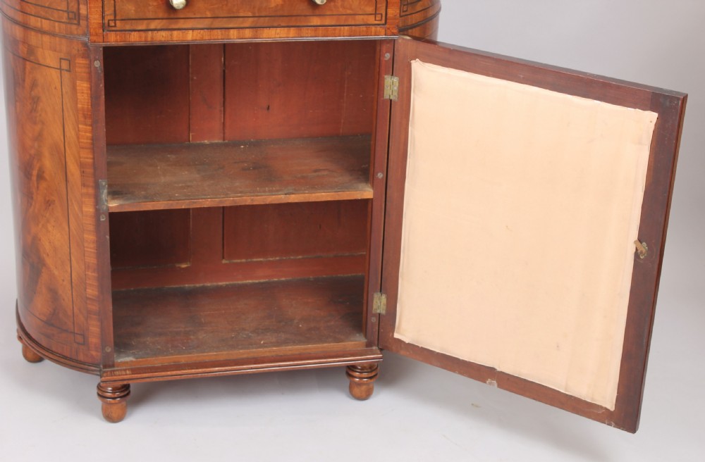 Fine George IV period mahogany bow-ended chiffonier of unusually small proportions View V
