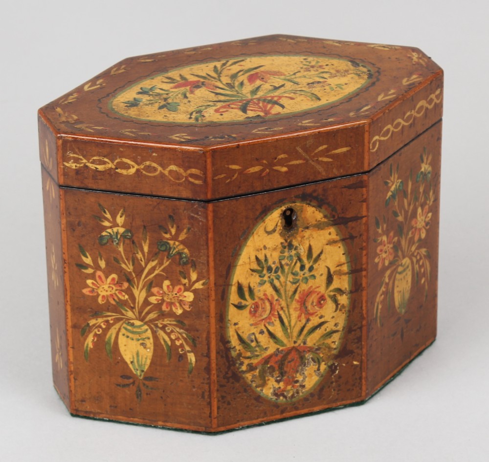 George III period octagonal harewood tea-caddy