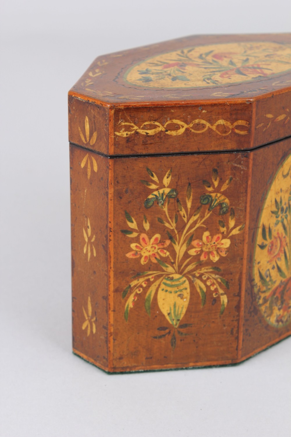George III period octagonal harewood tea-caddy View II