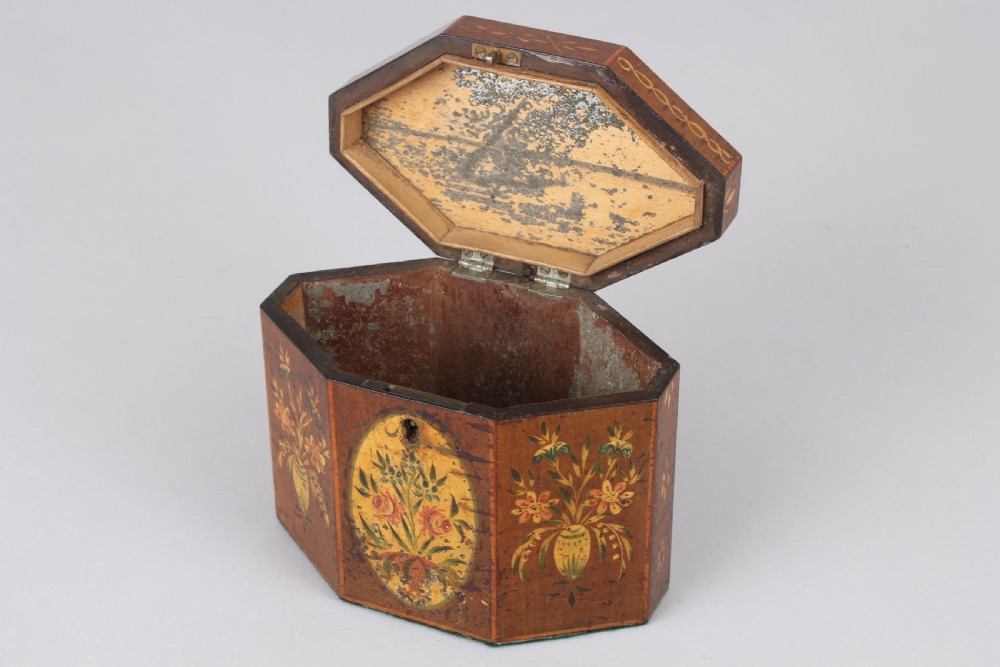 George III period octagonal harewood tea-caddy View III
