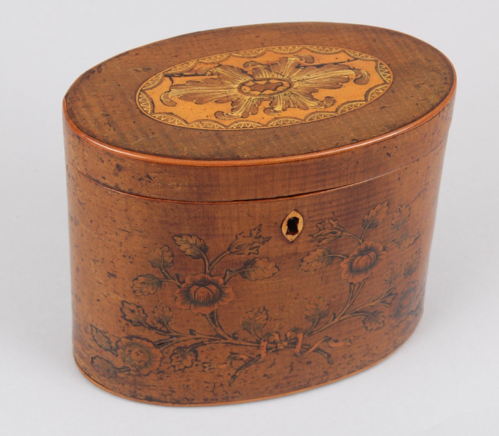 George III oval harewood tea-caddy View IV