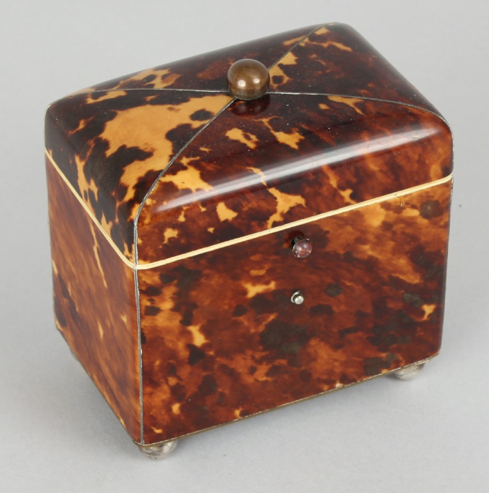 George III period small tortoise-shell tea-caddy