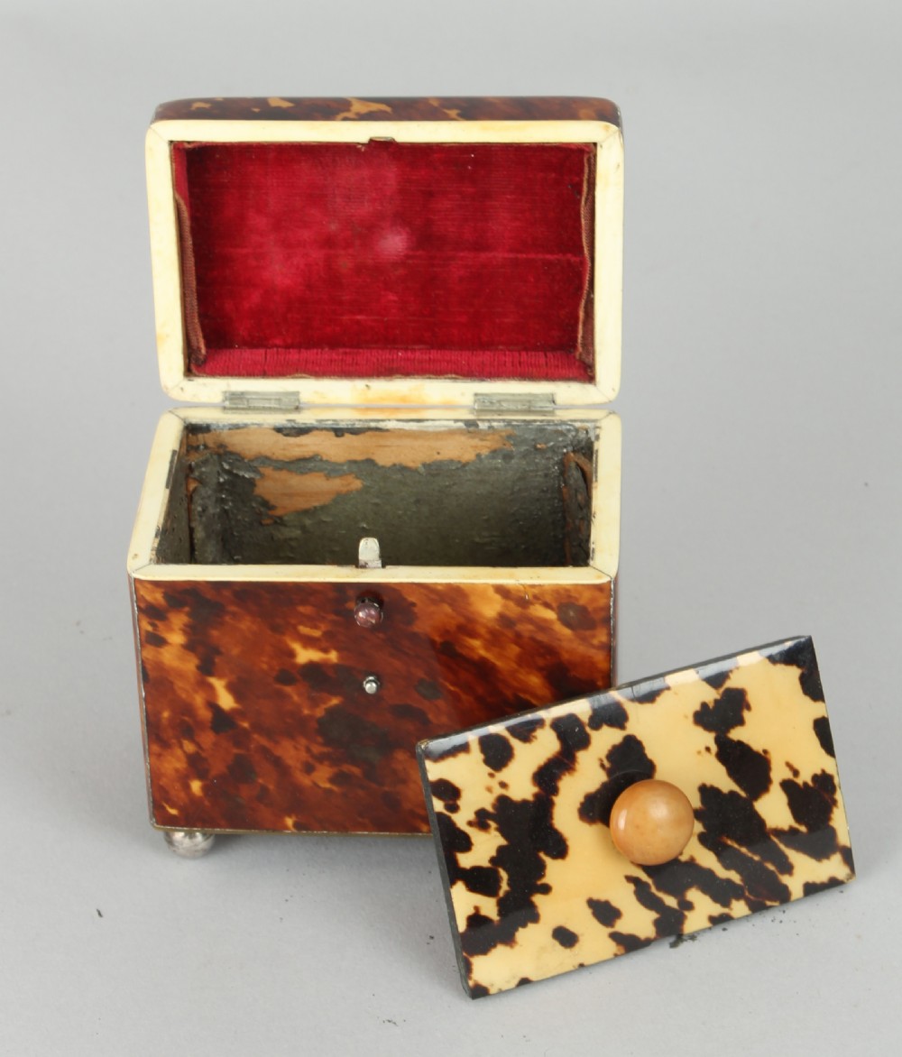George III period small tortoise-shell tea-caddy View III