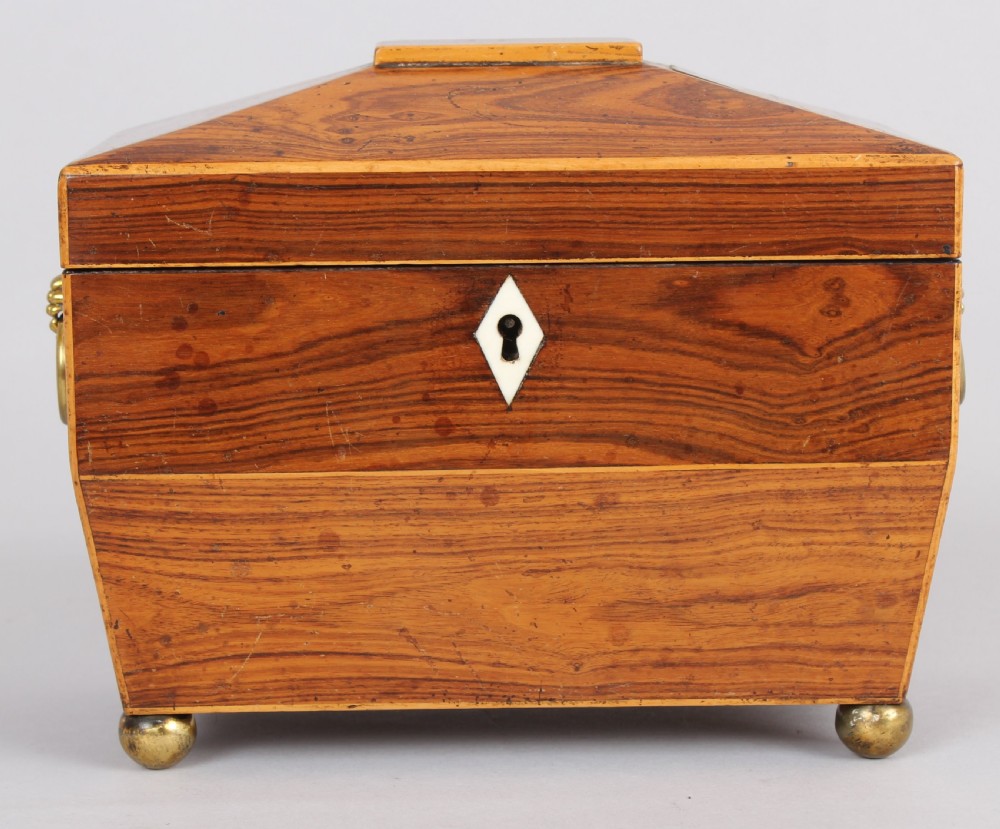 George IV period rosewood sarcophagus-shaped tea-caddy View II