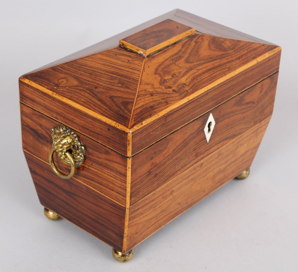 George IV period rosewood sarcophagus-shaped tea-caddy View V