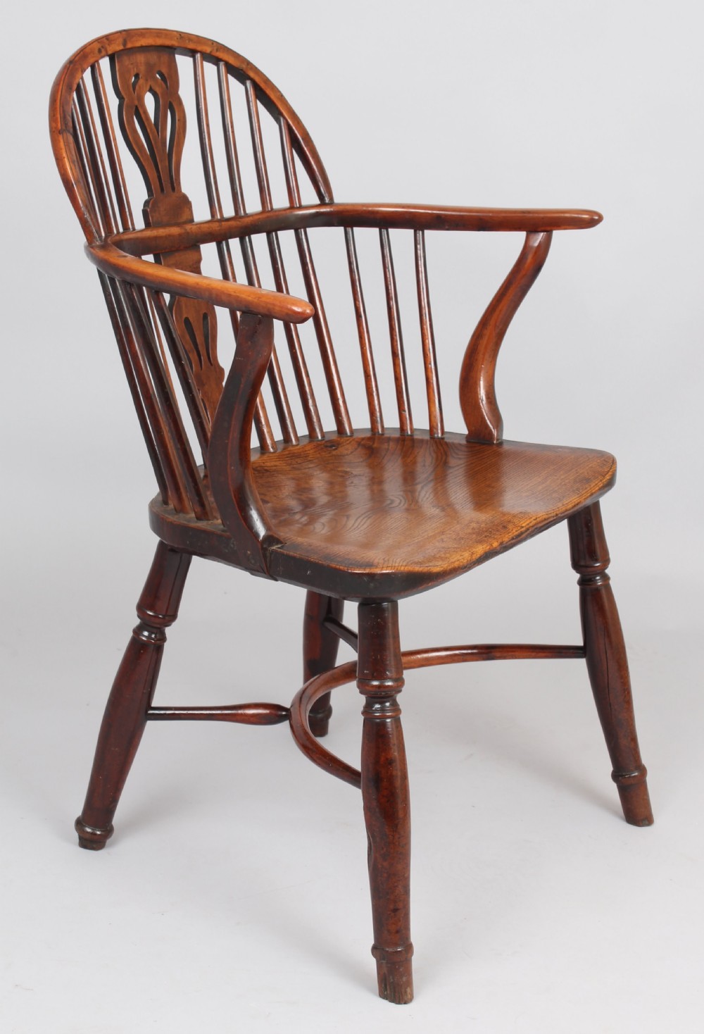 George III period yew low-back Windsor arm-chair