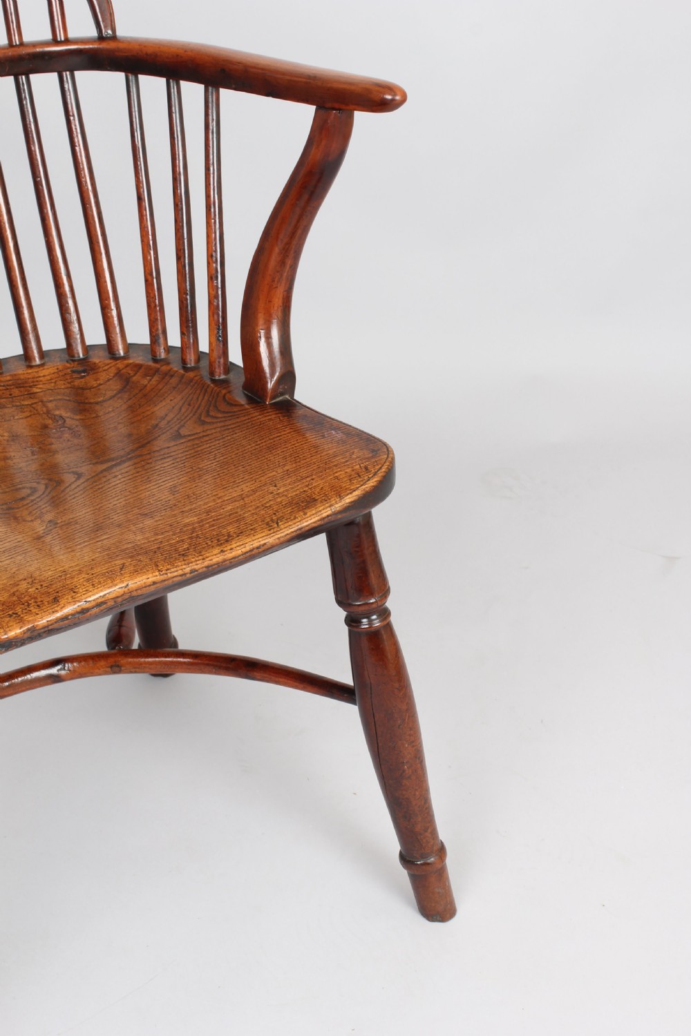 George III period yew low-back Windsor arm-chair View II