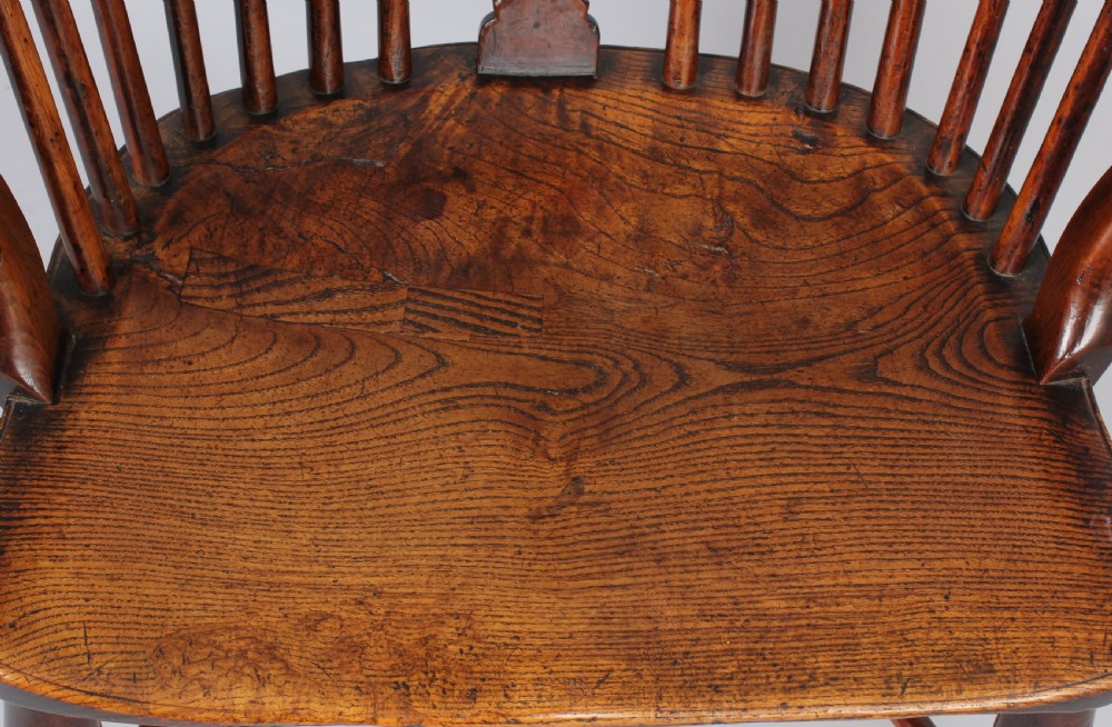 George III period yew low-back Windsor arm-chair View IV