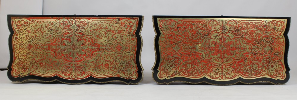 Exceptionally fine pair of French Second Empire Boulle Revival card-tables View III