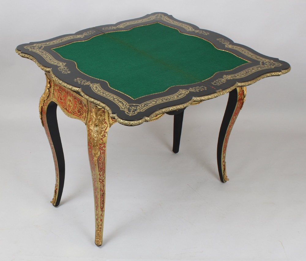 Exceptionally fine pair of French Second Empire Boulle Revival card-tables View IV