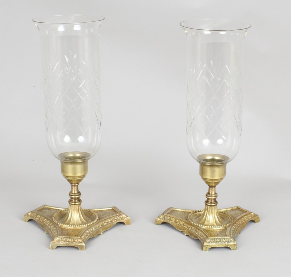 Pair of Edwardian gilt-brass candlesticks