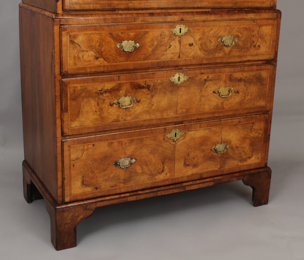 George I period walnut chest-on-chest of small proportions and attractive golden colour View II