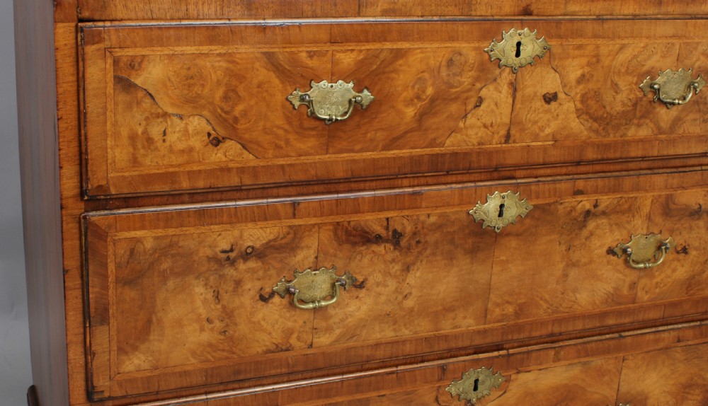 George I period walnut chest-on-chest of small proportions and attractive golden colour View III