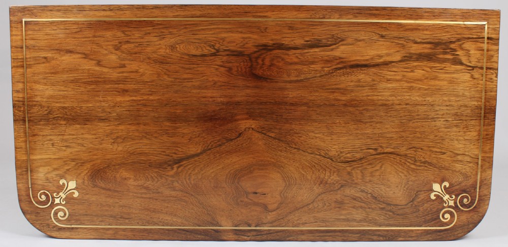 Fine quality Regency rosewood and brass inlaid card-table  View II