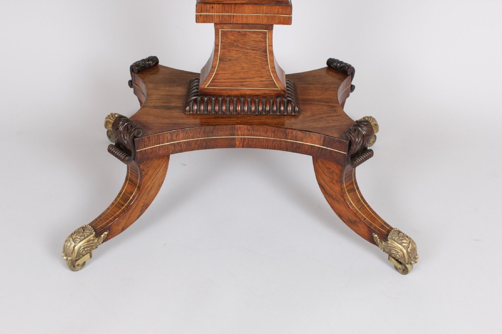 Fine quality Regency rosewood and brass inlaid card-table  View IV