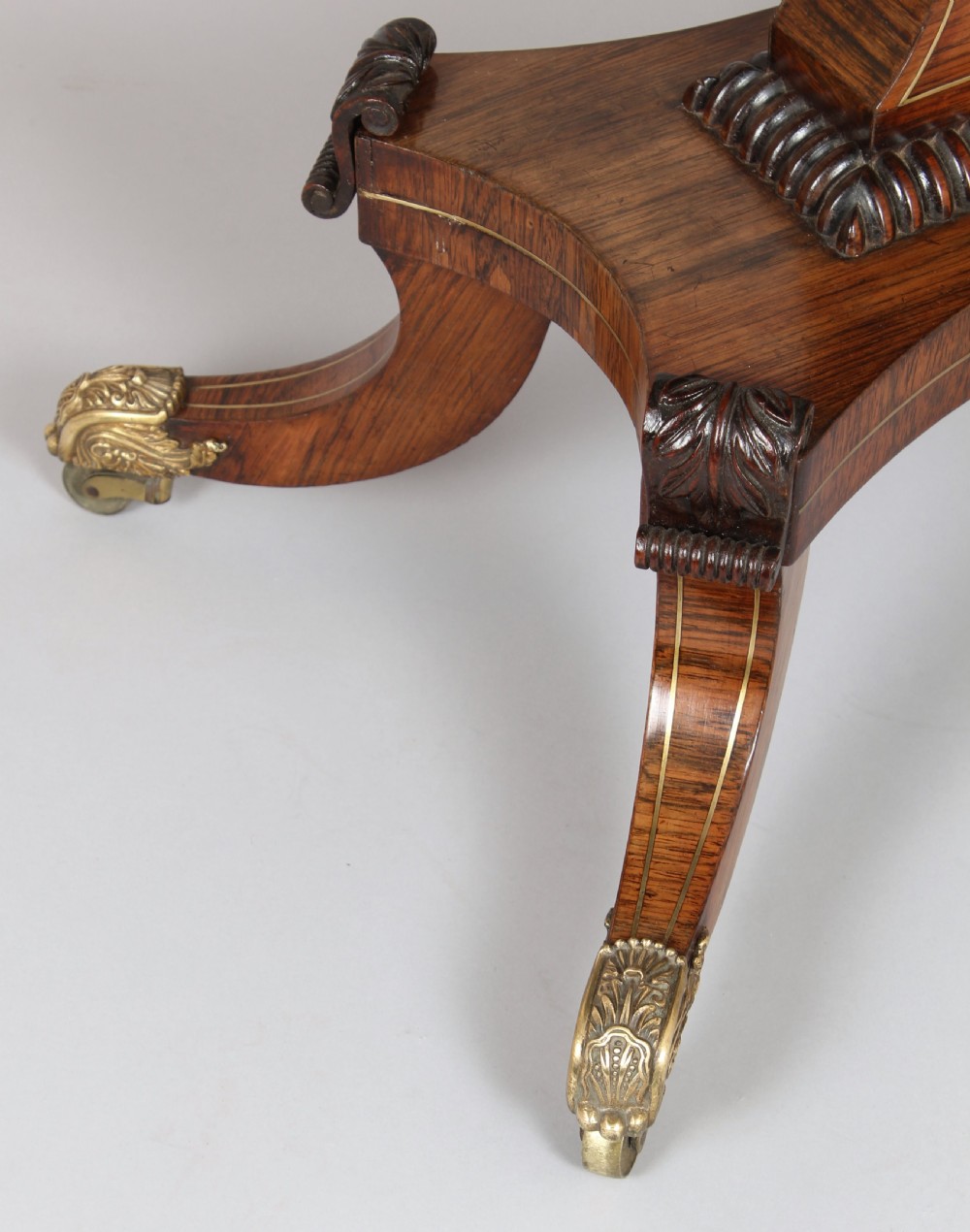 Fine quality Regency rosewood and brass inlaid card-table  View V