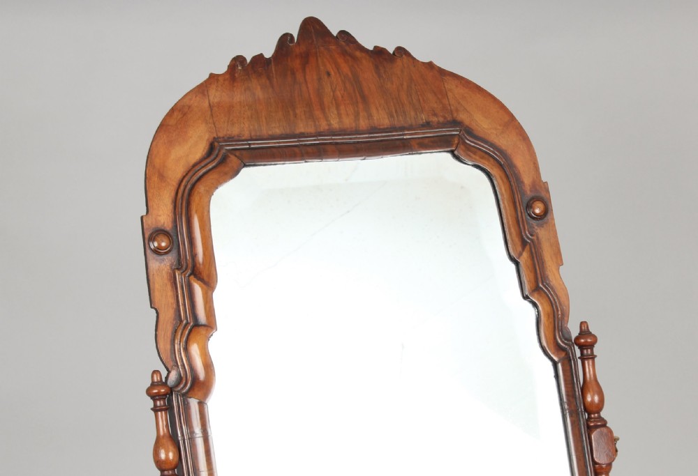 Fine and rare Queen Anne period walnut dressing table mirror  View V