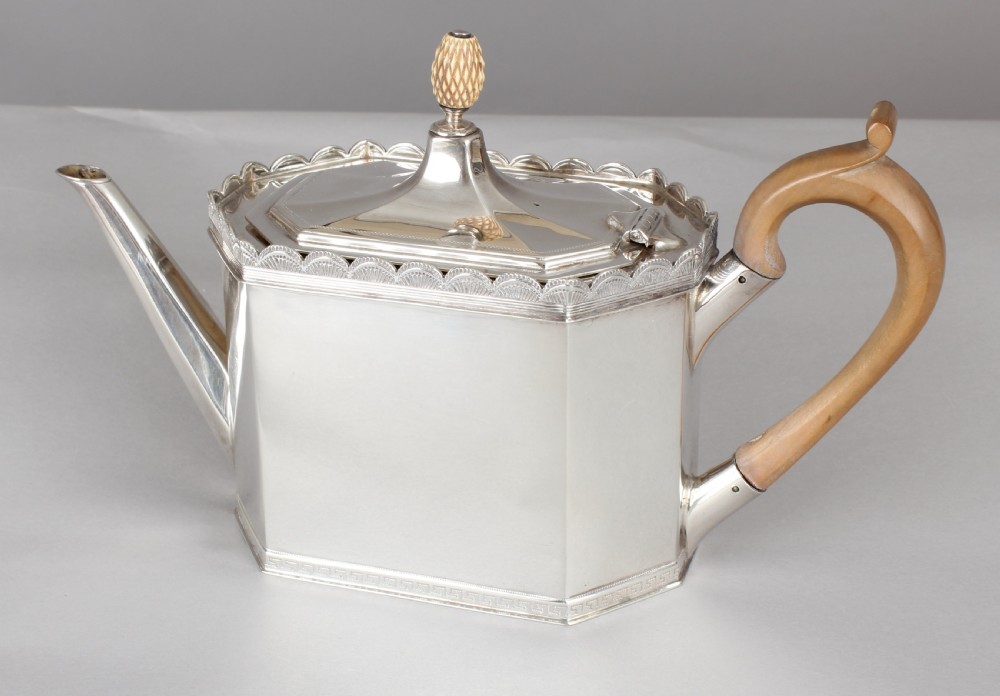 Fine quality George V heavy-gauge silver four-piece tea and coffee service in the late 18th century style View III