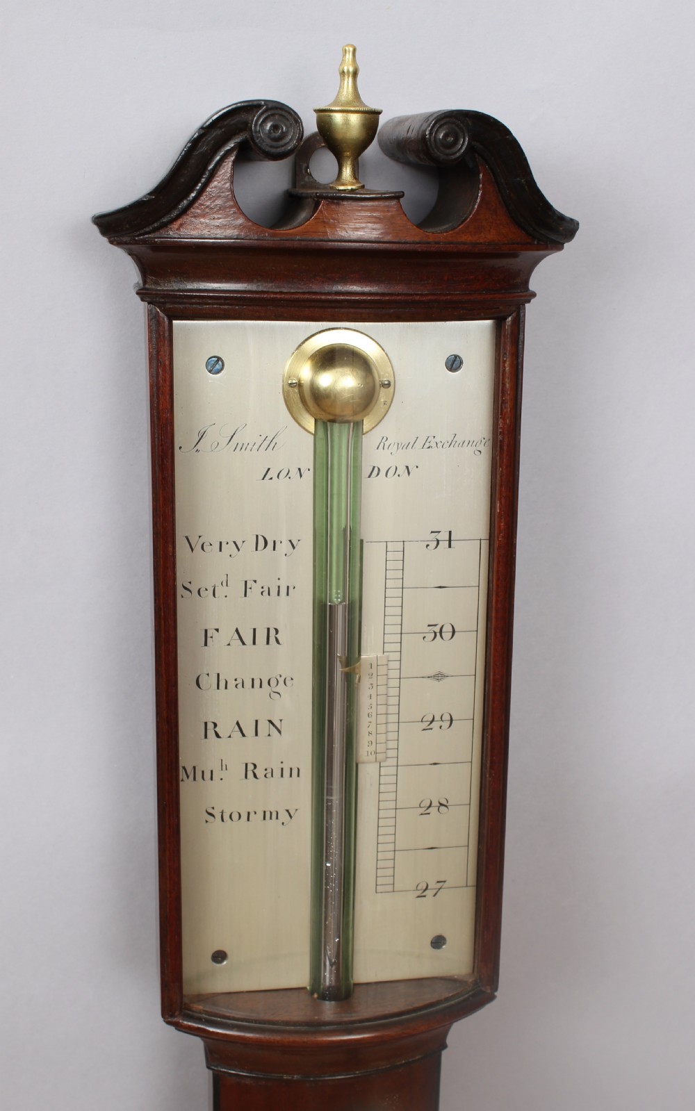 Fine early 19th century mahogany bow-fronted stick barometer View V