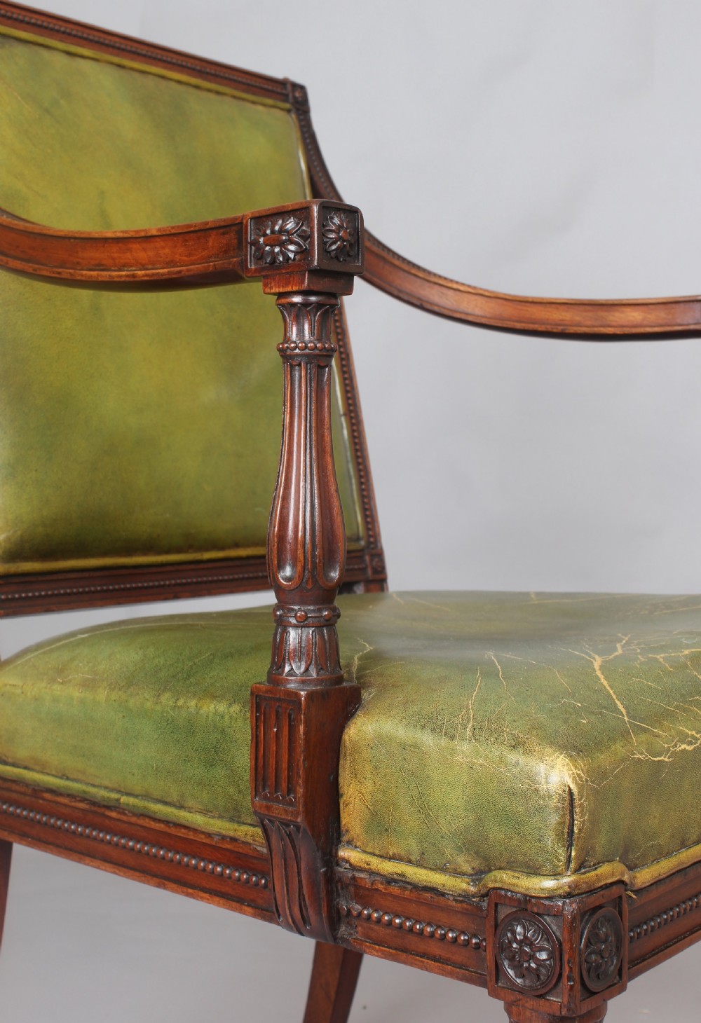 Very fine George III period mahogany open arm chair in the neo-classical style View V