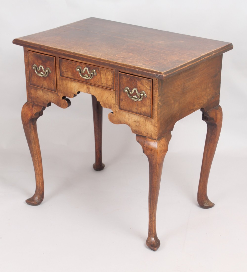 George II period walnut and oak lowboy View II