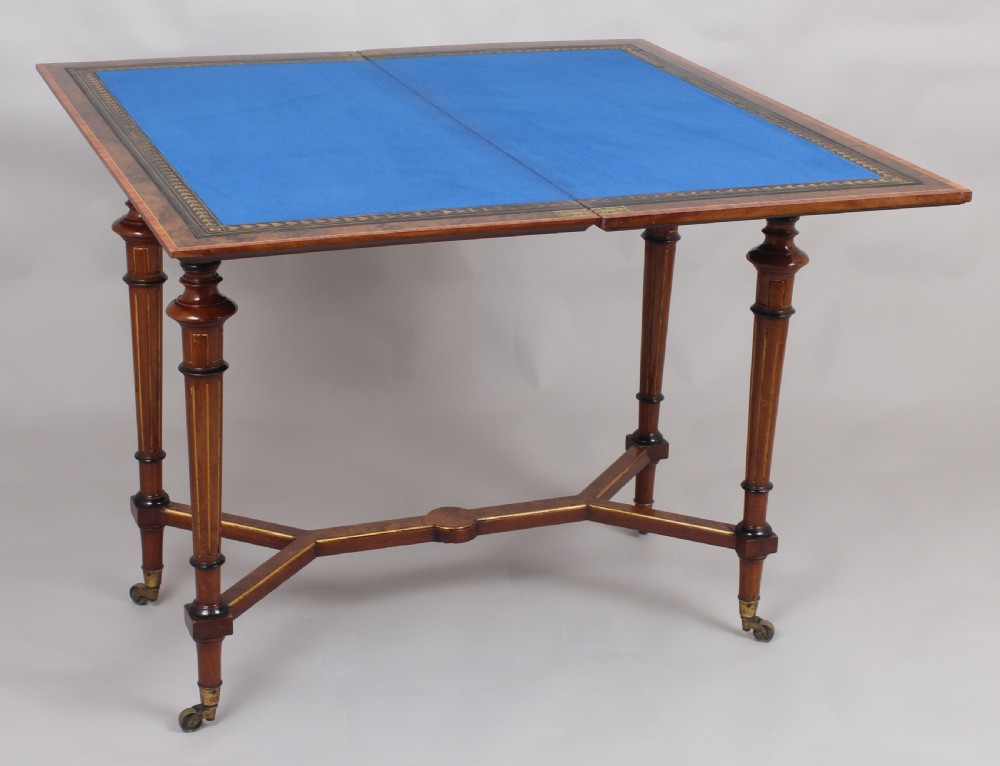 Victorian burr walnut card-table by Gillow & Co of Lancaster View IV