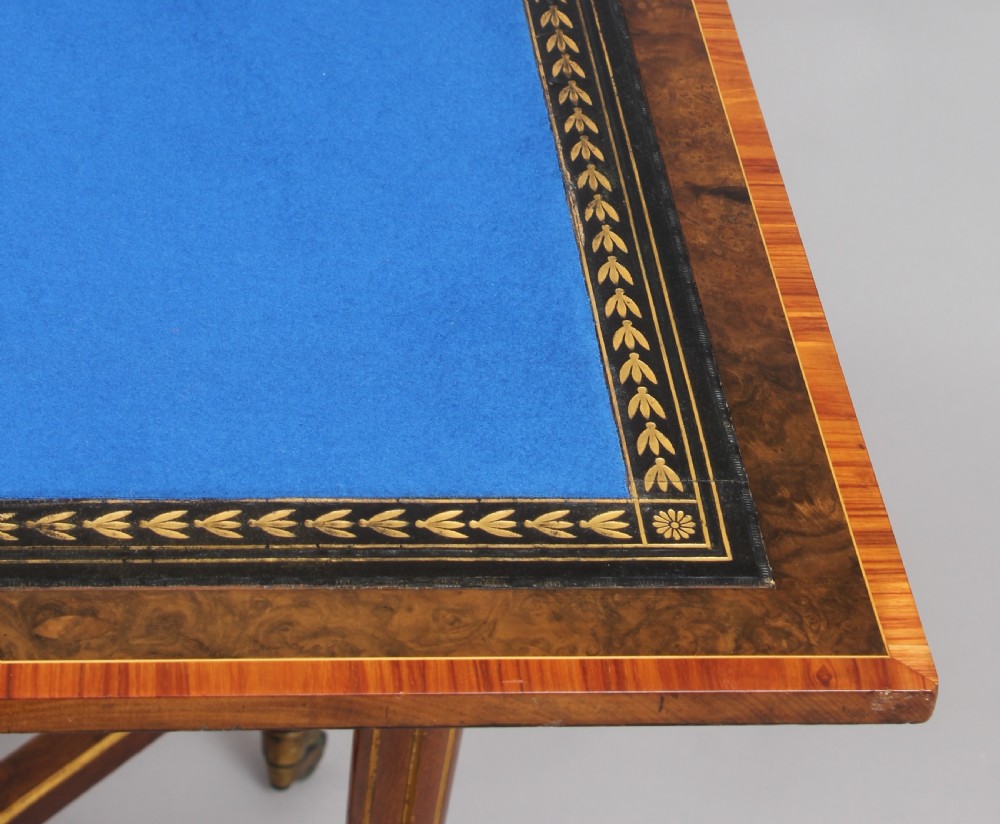 Victorian burr walnut card-table by Gillow & Co of Lancaster View VII