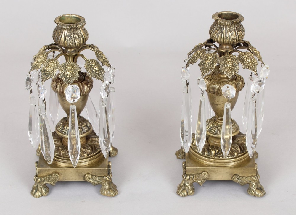 Pair of 19th century gilt brass table lights