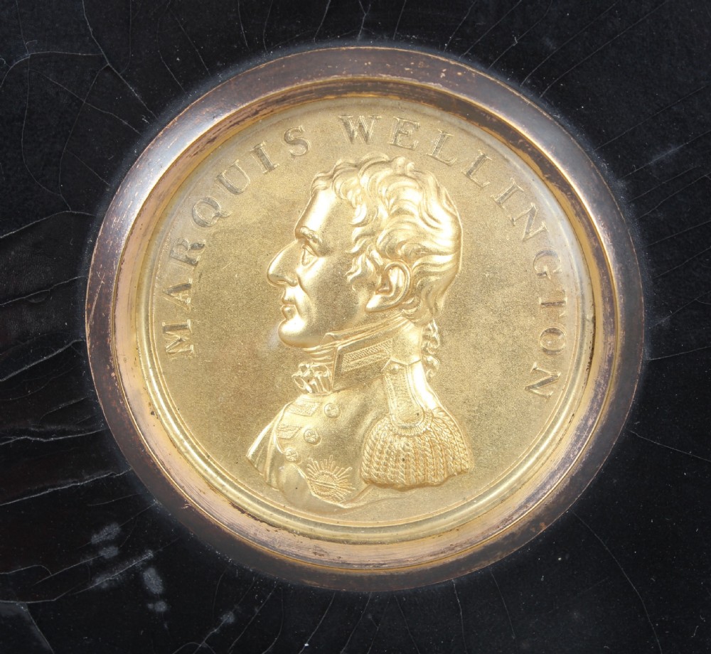 19th century gilt-brass pressed relief plaque of Marquis Wellington  View II