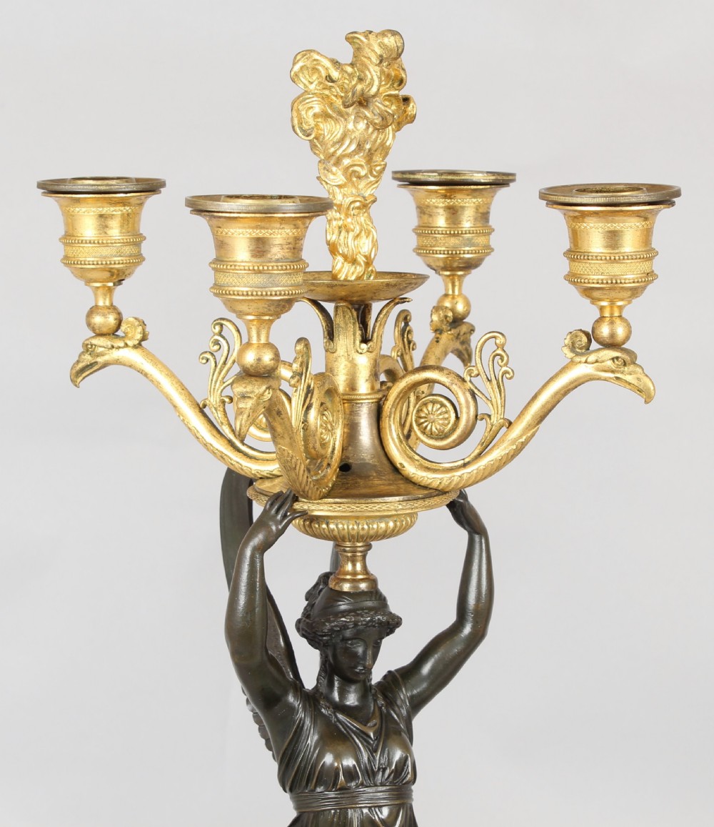 Pair of fine French bronze and ormolu five-light candelabra View IV