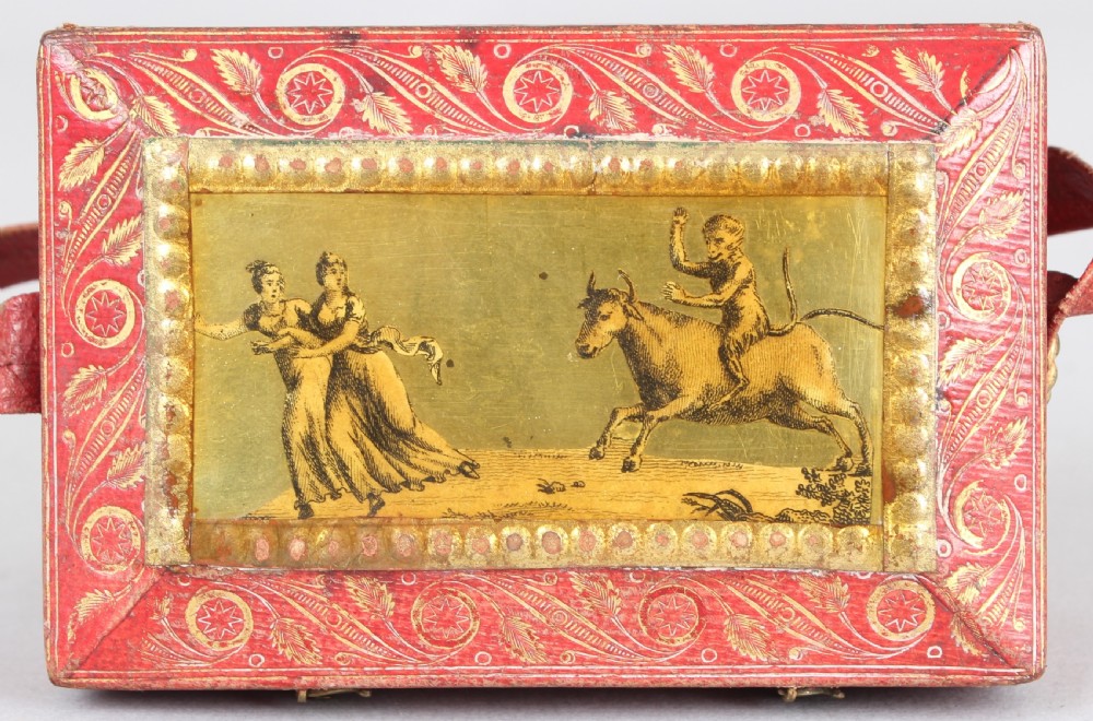Regency red leather and gilt miniature work-box View III