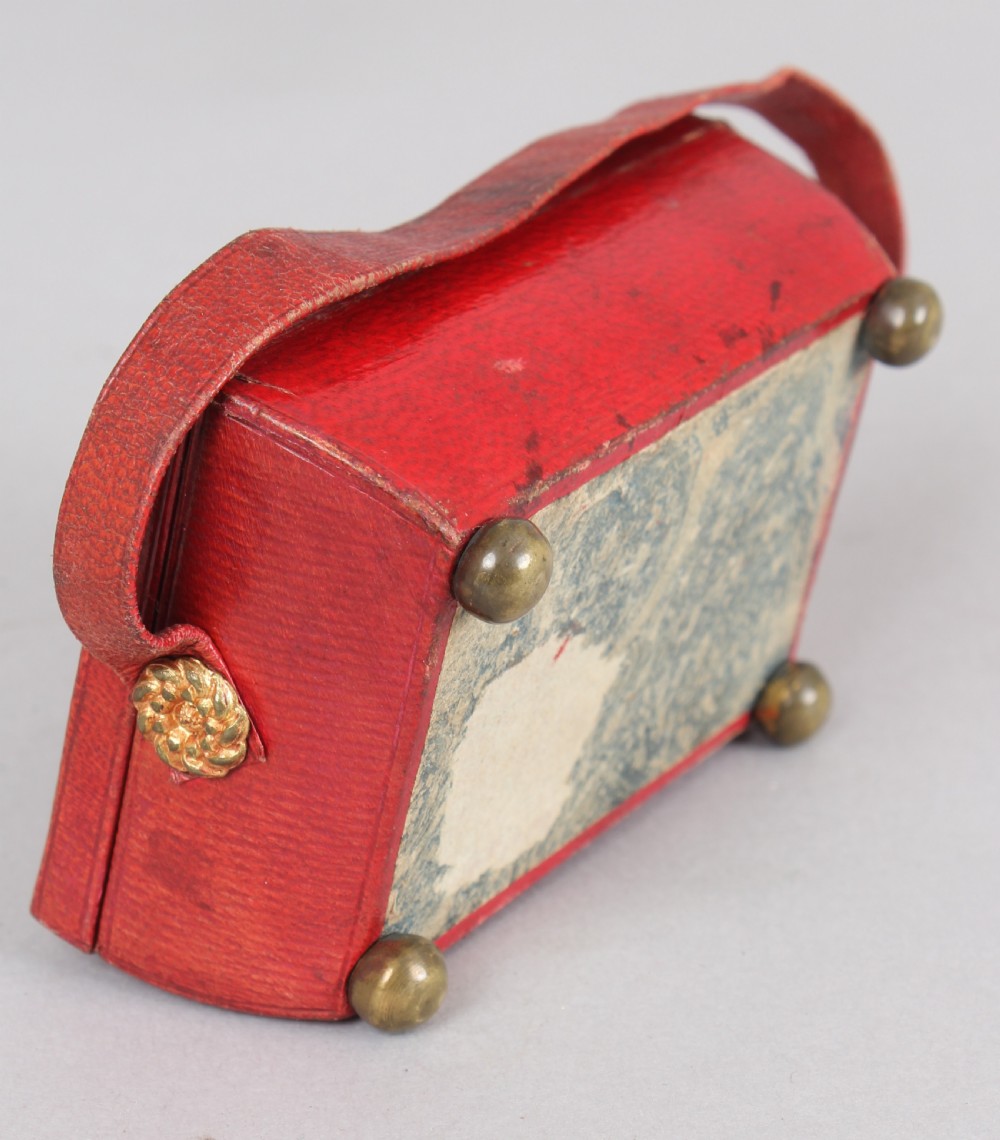 Regency red leather and gilt miniature work-box View IV
