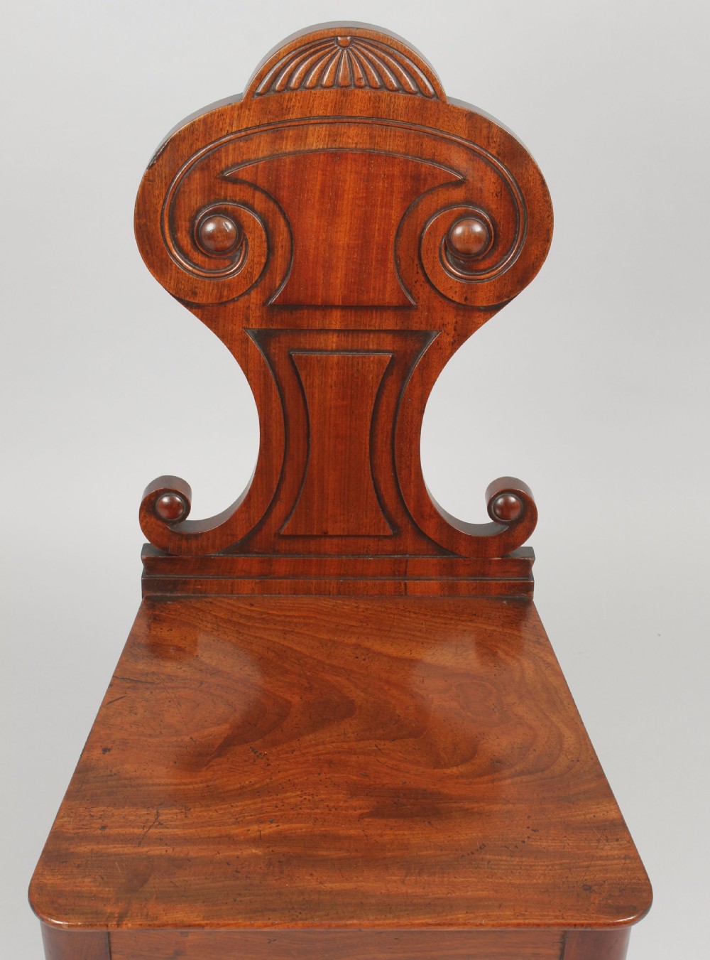 Pair of good quality George IV period mahogany hall-chairs View IV