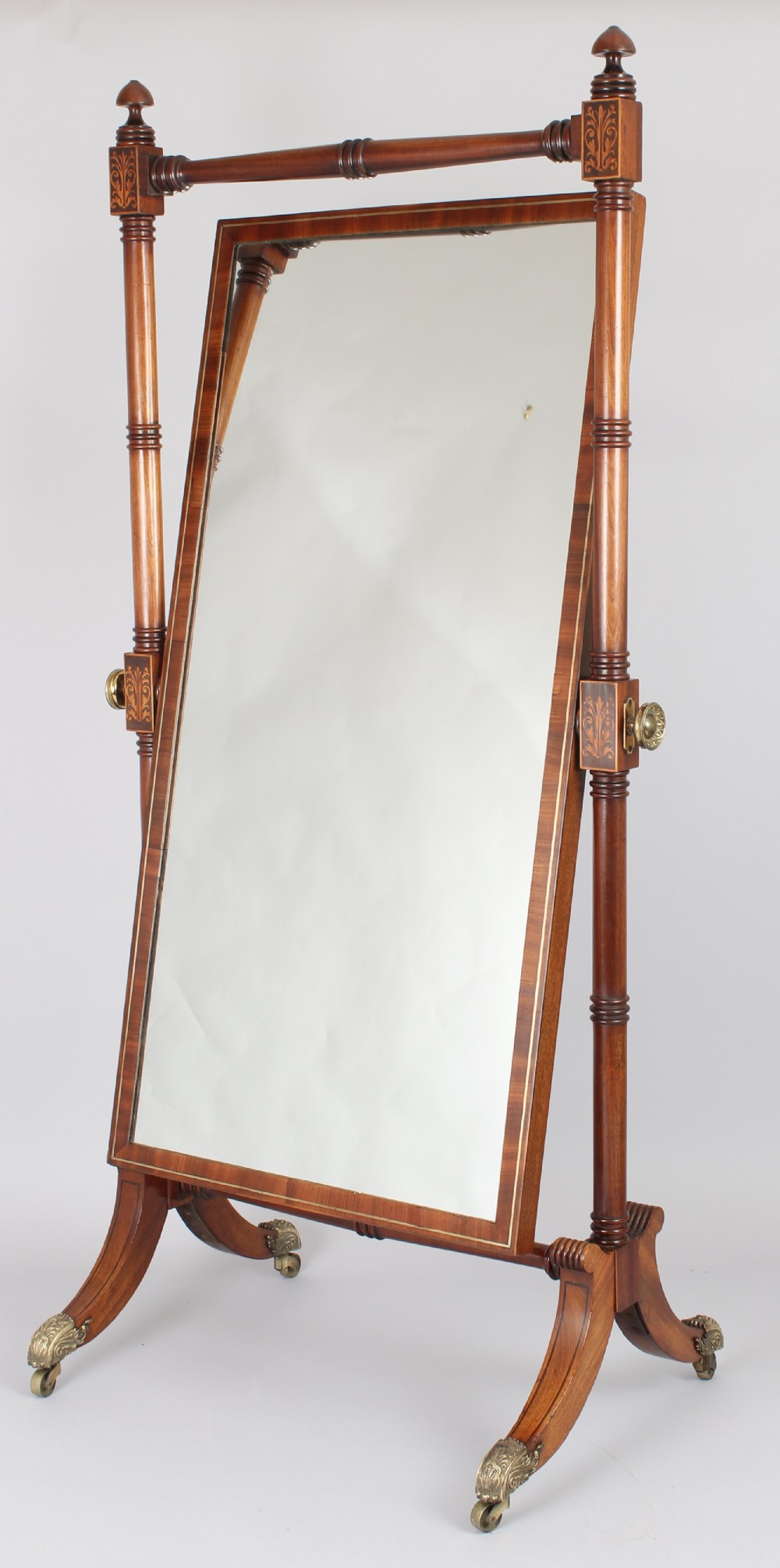 Good quality George IV period mahogany cheval dressing-mirror