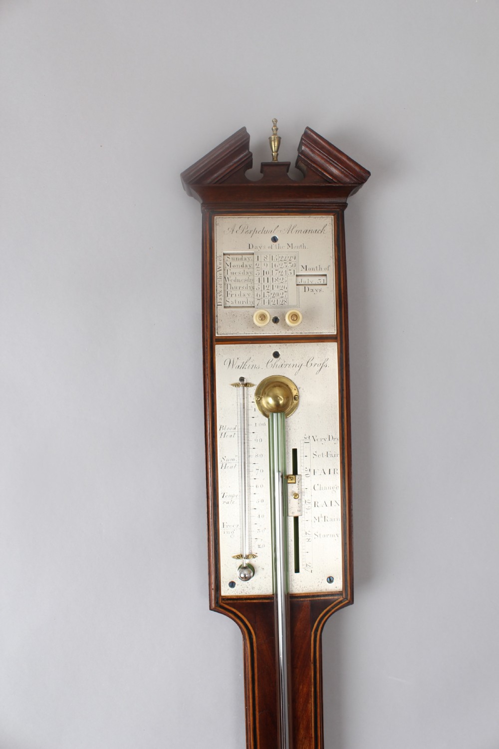 Fine and rare George III 'Perpetual Almanack' stick barometer View II